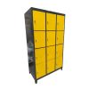 Locker 12 Puertas Anchas - Gris oscuro + Amarillo